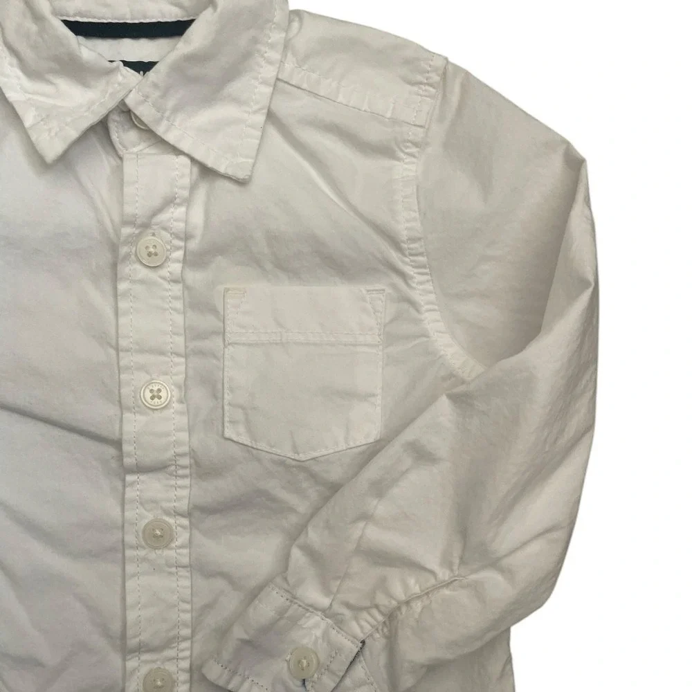 Vintage‎ Oshkosh Toddler Shirt White Cotton Button Up Practical Neutral Casual